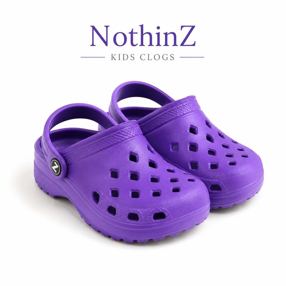 NothinZ Kids C12 Purple Waterproof Foam Clogs Slip On Comfort Sandals